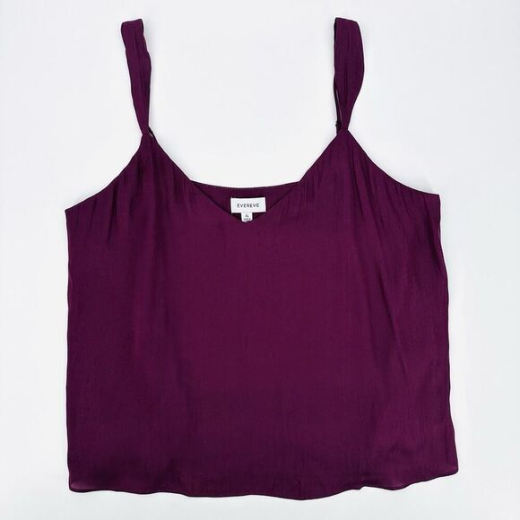 Evereve Tank Top Kyle V Neck Cami Merlot Burgundy Womens Size XL Satin Flowy NWT - Picture 5 of 12